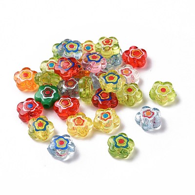 Printed Transparent Acrylic Beads X-OACR-E009-08-1