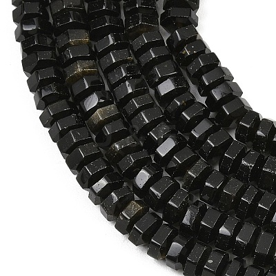 Natural Golden Sheen Obsidian Beads Strands G-G317-A31-3X6MM-1
