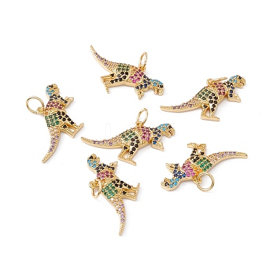 Rack Plating Brass Micro Pave Colorful Cubic Zirconia Pendants ZIRC-C040-48D-G-1
