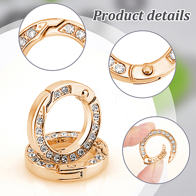 12pcs Alloy Spring Gate Ring with Rhinestone FIND-UN0003-37KCG-1
