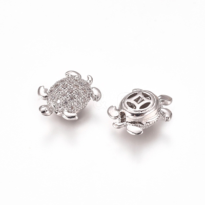 Brass Micro Pave Clear Cubic Zirconia Beads ZIRC-I038-25P-1