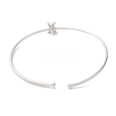 Rack Plating Brass Micro Pave Clear Cubic Zirconia Letter Open Cuff Bangles BJEW-A018-01P-X-1