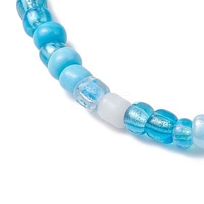 Dyed Synthetic Turquoise Beaded Stretch Bracelets for Kids BJEW-JB110102-01-1