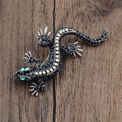 Gecko Rhinestone Brooch Pin PW-WG99E82-01-1