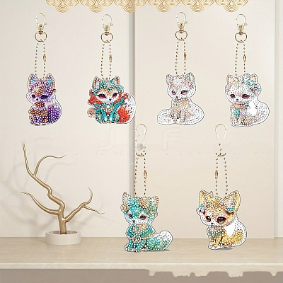 DIY Fox Pattern Diamond Painting Keychain Kit WG26361-01-1