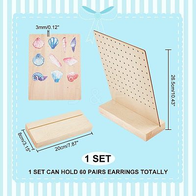 Ocean Them Printed Wooden Earring Display Stands EDIS-WH0006-51-1