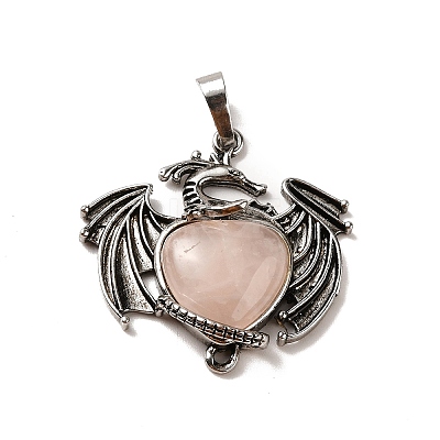 Natural Rose Quartz Heart Pendants KK-K331-01AS-06-1