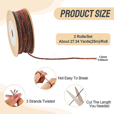2 Rolls Segment Dyed Cotton Twisted String Cord OCOR-TA0002-95A-1