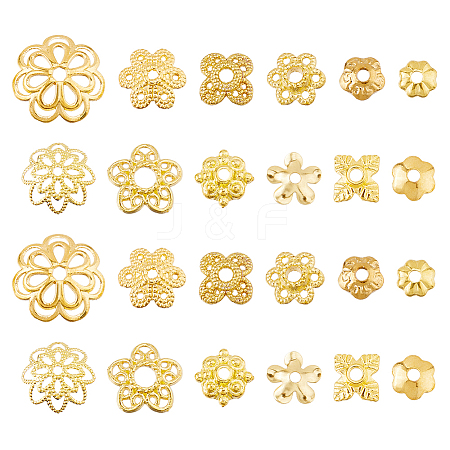 360Pcs 12 Styles 304 Stainless Steel Alloy & Brass Bead Caps FIND-HS0001-90-1