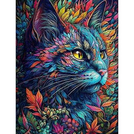 AB Color Flower Cat DIY Diamond Painting Kit PW-WG80731-06-1