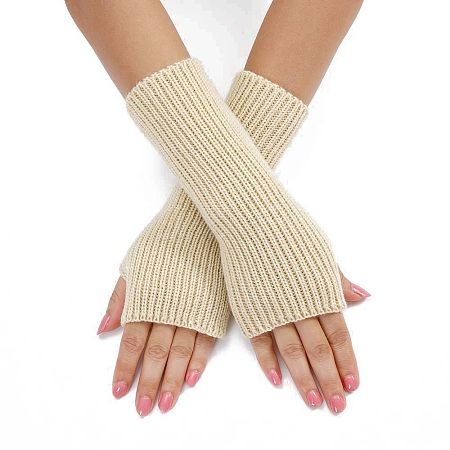 Acrylic Fibers Knitting Long Fingerless Gloves PW-WGAC281-03-1