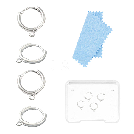 2 Pairs 925 Sterling Silver Hoop Earring Findings STER-UN0001-76-1