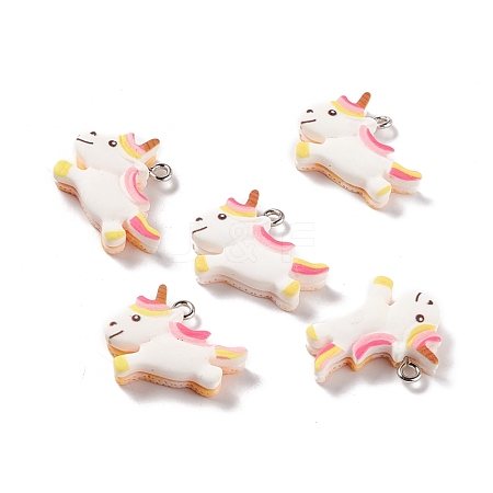 Opaque Resin Unicorn Pendants RESI-G040-A05-1