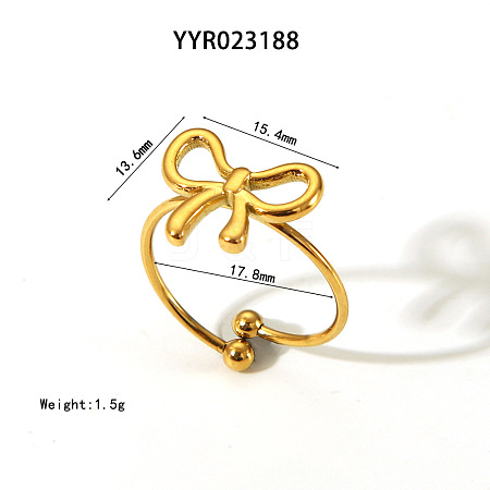 Stainless Steel Bowknot Open Cuff Ring Women Unique High-end Luxury Jewelry Accessories YT2157-2-1