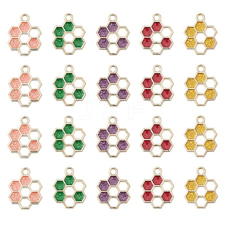 20Pcs 5 Colors Alloy Enamel Pendants ENAM-YW0002-83-1