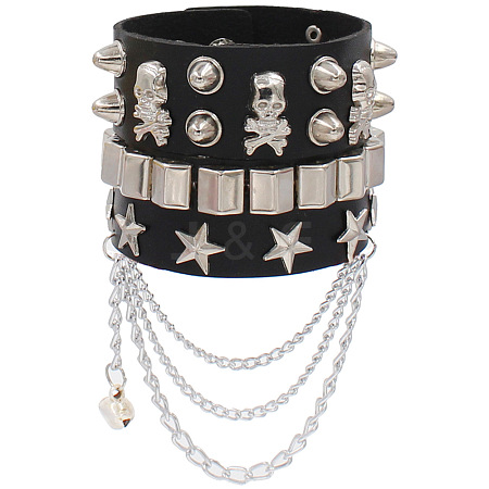 Punk Style Imitation Leather Bangles WG28DDA-01-1