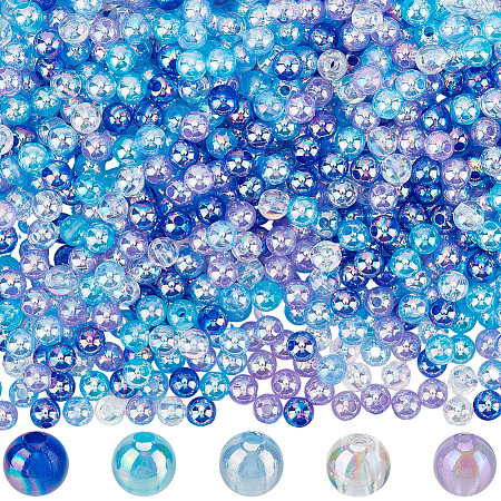 5 Colors Transparent Acrylic Beads MACR-PA0001-03A-01-1