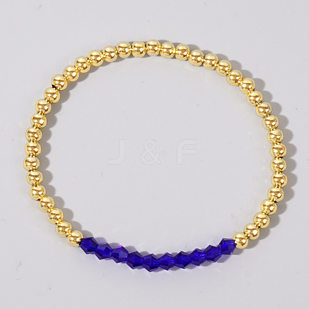 Colorful Birthstone Faceted Bicone & Brass Beaded Stretch Bracelets for Women RJ7989-9-1