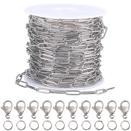 DIY 304 Stainless Steel Paperclip Chains Necklaces/Bracelets Making Kits DIY-SC0029-34-1
