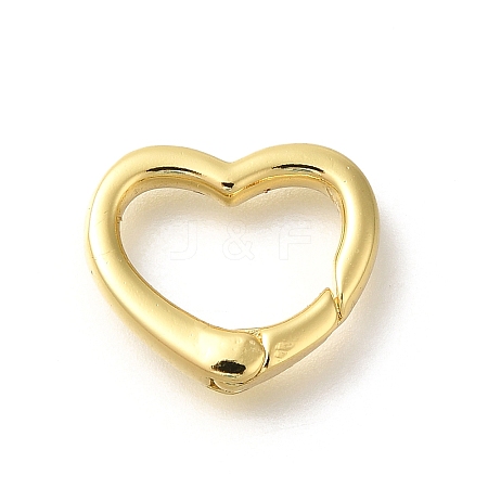 Rack Plating Heart Brass Spring Gate Rings KK-Z086-54G-06-1