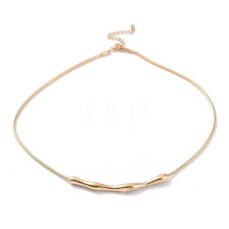 304 Stainless Steel Twist Bar Pendant Necklaces with Snake Chains NJEW-H601-01G-1
