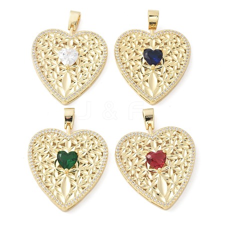 Brass Micro Pave Cubic Zirconia Pendants KK-K298-09G-1