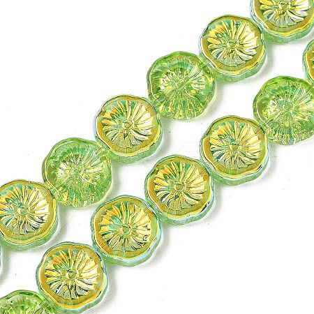 Half Electroplate Baking Paint Glass Beads Strands EGLA-K061-11A-AB03-1