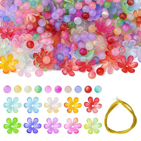 DIY Round Flower Acrylic Beads Jewelry Making Kits DIY-CJ0002-82-1