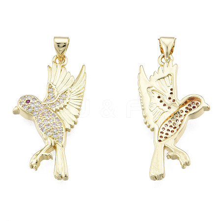 Brass Micro Pave Clear Cubic Zirconia Pendants ZIRC-N039-254-1