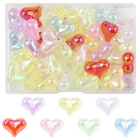 40Pcs UV Plating Rainbow Iridescent Transparent Acrylic Beads MACR-FS0002-19-1