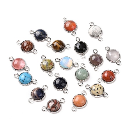 Natural & Synthetic Mixed Gemstone Connector Charms G-D059-01C-1
