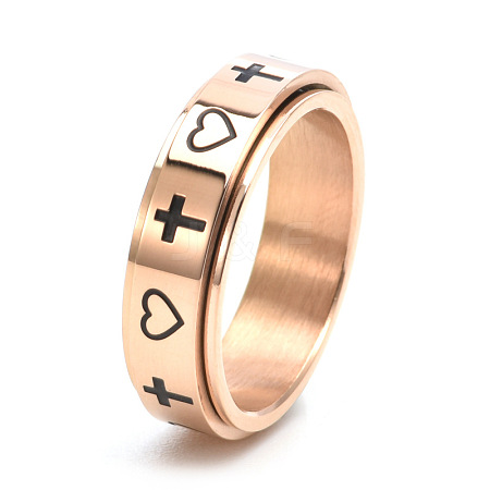 Heart & Cross Titanium Steel Rotating Finger Ring PW-WGF8E96-05-1