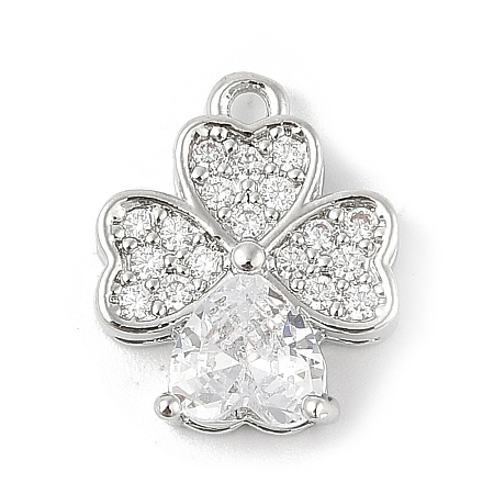 Brass Micro Pave Clear Cubic Zirconia Charms KK-R219-30P-1