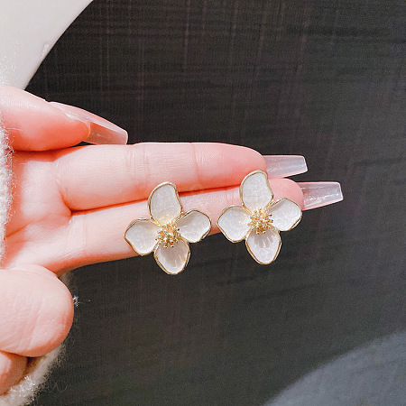 Alloy Enamel Stud Earrings with Brass Earring Pins FS-WGE19F2-03-1