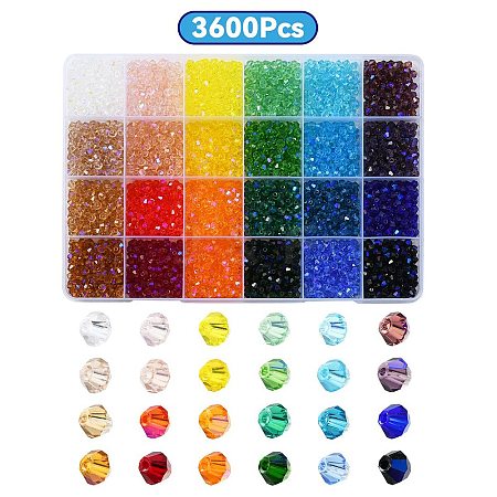 3600Pcs 24 Colors Transparent Electroplate Glass Beads GLAA-YW0003-32-1