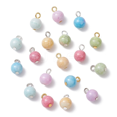 Opaque Crackle Glass Pendants PALLOY-JF02851-1