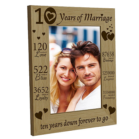 10 Years of Marriage Natural Wood Photo Frames AJEW-WH0292-030-1