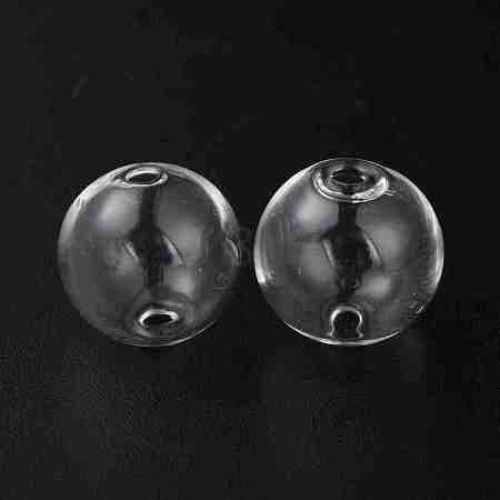 Handmade Two Holes Blown Glass Globe Beads FIND-WH0104-03F-1