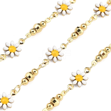 Brass Flower Link Chains KK-D368-04G-A-1