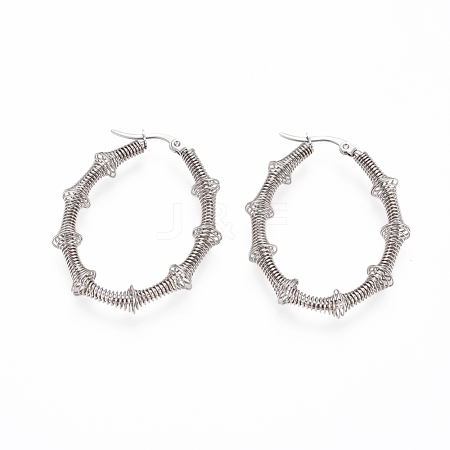 Non-Tarnish Long-Lasting Plated 304 Stainless Steel Wire Wrapped Hoop Earrings EJEW-D250-04B-P-1