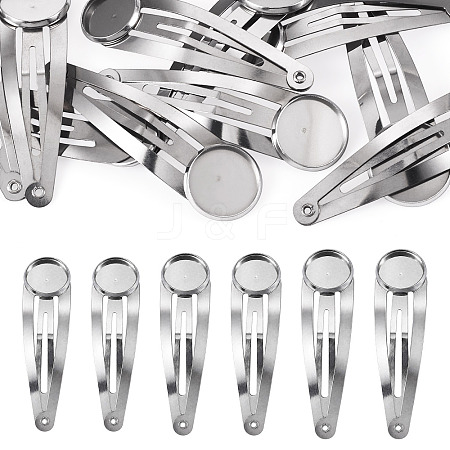 15Pcs 3 Styles 304 Stainless Steel Snap Hair Clip Finding STAS-TA0006-49-1