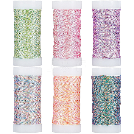 6 Rolls 6 Colors 6-Ply Metallic Polyester Embroidery Floss EMBR-CY0001-03-1