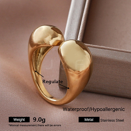 304 Stainless Steel Cuff Open Rings for Women AP4973-2-1