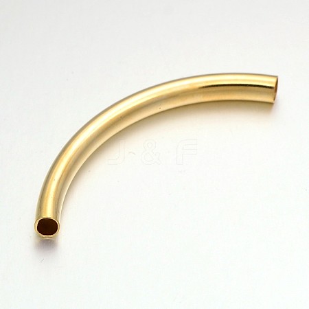 Light Gold Plated Long Brass Curved Tube Beads KK-E652-04KCG-1