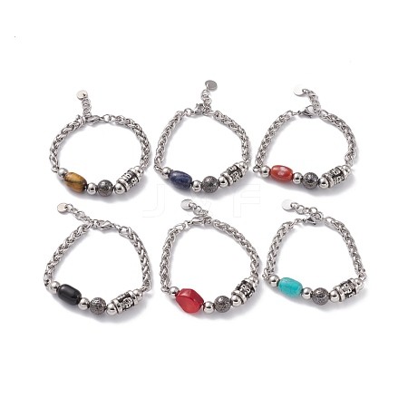 Mixed Gemstone Beaded Bracelet for Girl Women BJEW-F418-04-1