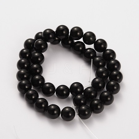 Natural Gemstone Obsidian Round Beads Strands G-O030-14mm-08-1