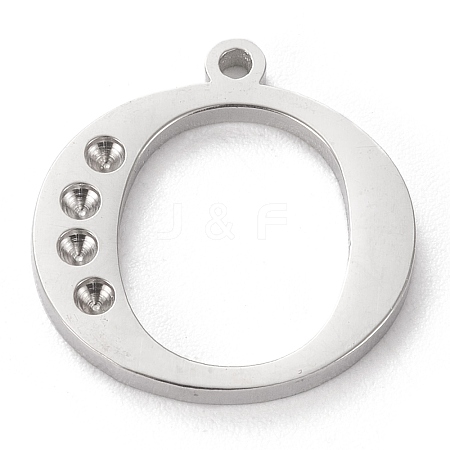 Tarnish Resistant 304 Stainless Steel Letter Pendant Rhinestone Settings LS-STAS-J028-01O-1