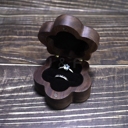 Flower Wood Wedding Ring Storage Boxes with Velvet Inside PW-WG57789-01-1