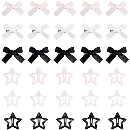 30Pcs 3 Colors Star Iron Enamel Snap Hair Clips OHAR-SP0001-03-1
