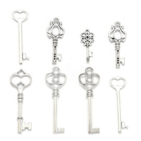 Tibetan Style Alloy Key Pendants TIBEP-X0001-03-AS-1